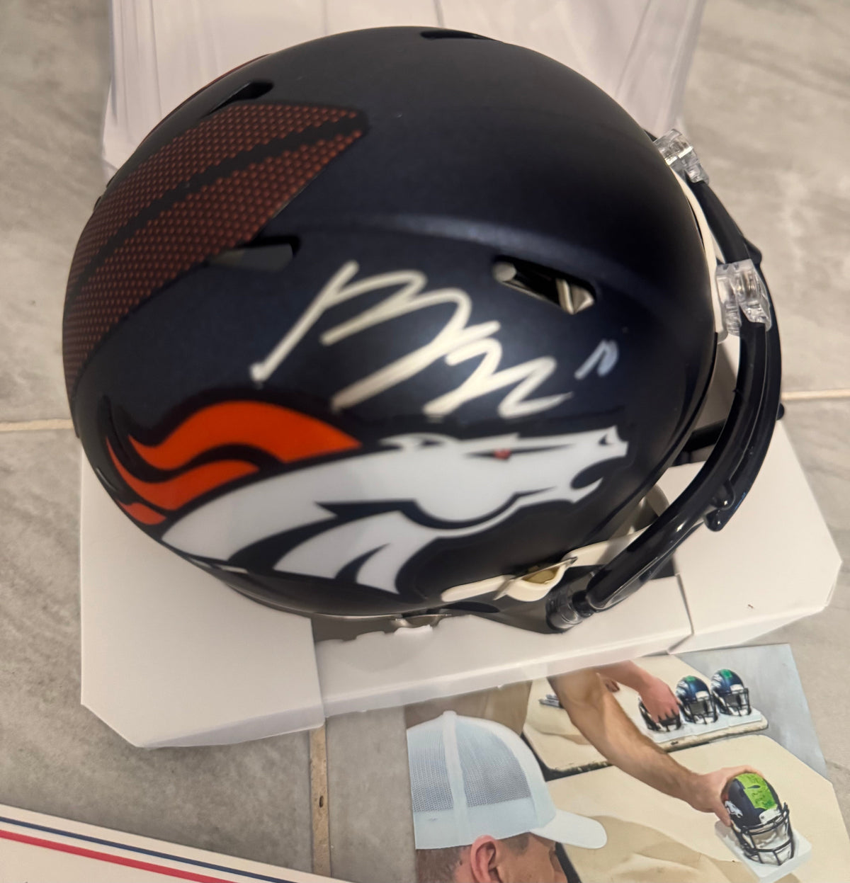 Bo Nix Denver Broncos Autographed Mini Helmet with COA & product image 2