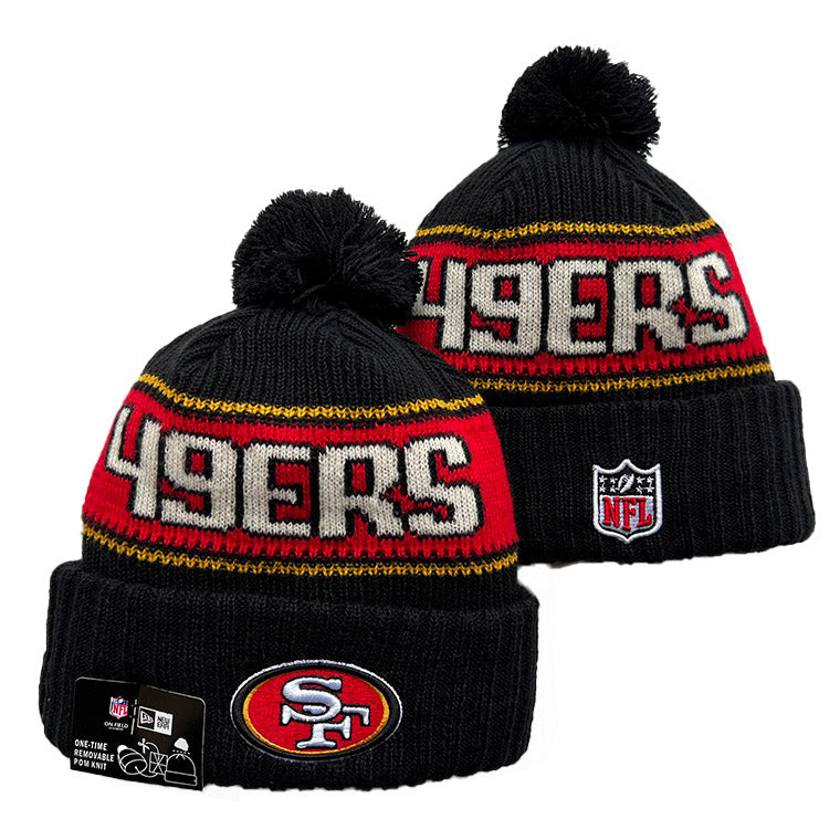 San Francisco 49ers NFL New Era winter Hat with Pom black product image 1