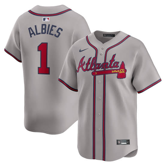 Ozzie Albies Atlanta Braves Official MLB Nike Jersey gray product image 1
